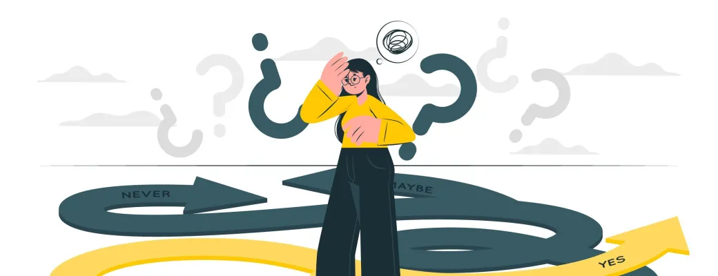 question woman doubts lost animacion