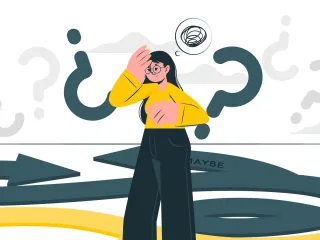 question woman doubts lost animacion
