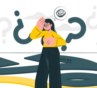 question woman doubts lost animacion