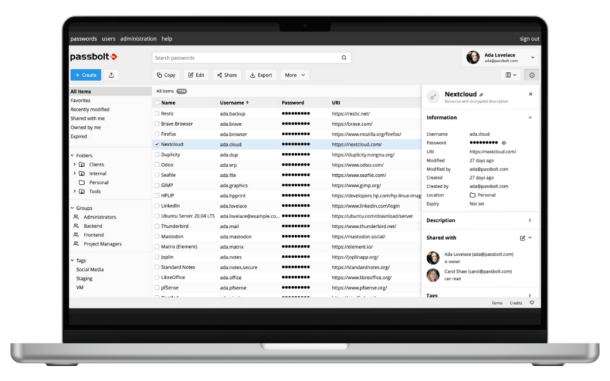 Passbolt manager password tool