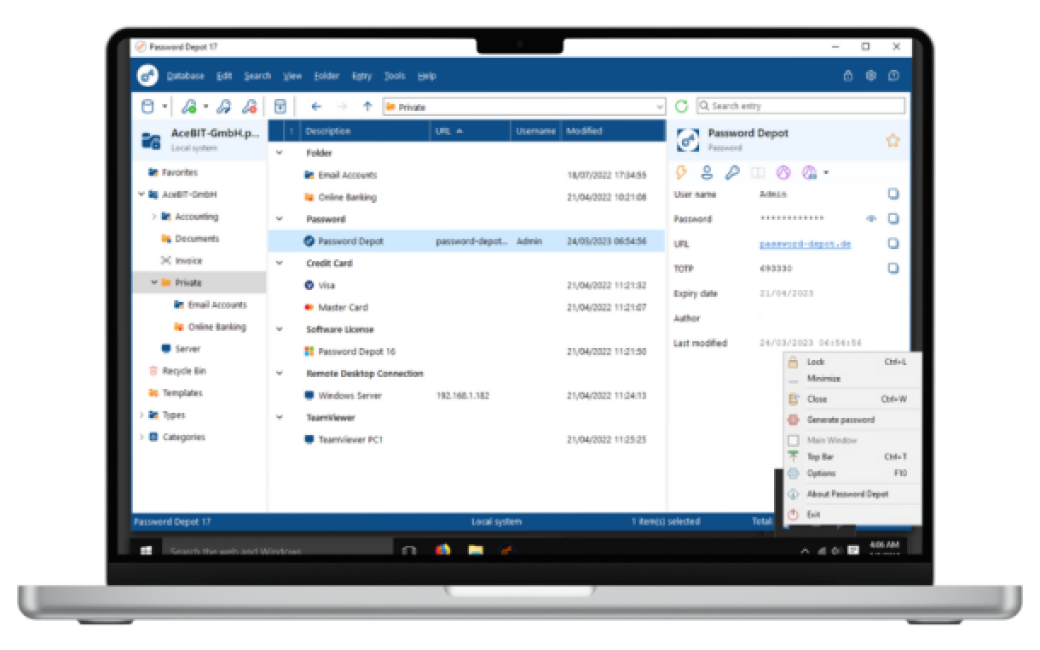 Password Depot manager tool passwords